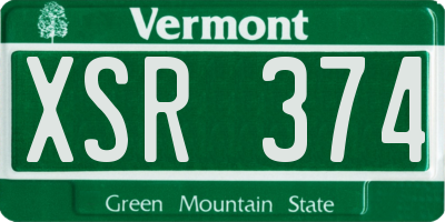 VT license plate XSR374