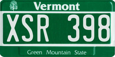 VT license plate XSR398