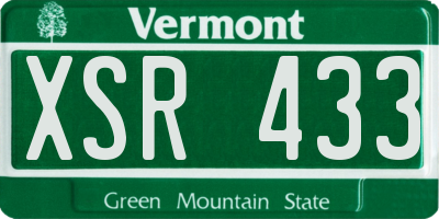 VT license plate XSR433