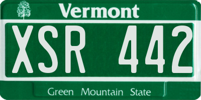 VT license plate XSR442