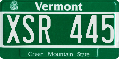 VT license plate XSR445