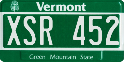 VT license plate XSR452