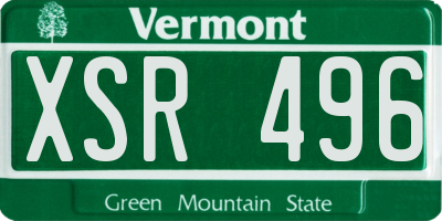 VT license plate XSR496