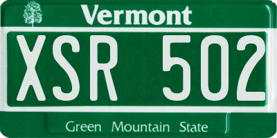 VT license plate XSR502