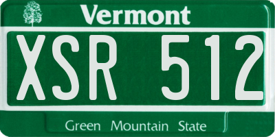 VT license plate XSR512