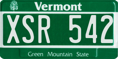 VT license plate XSR542