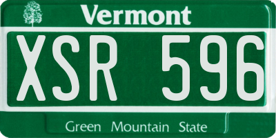 VT license plate XSR596