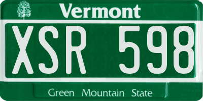 VT license plate XSR598
