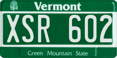 VT license plate XSR602