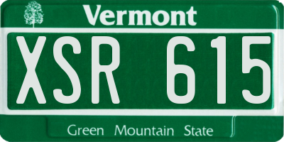VT license plate XSR615