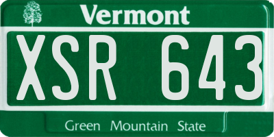 VT license plate XSR643