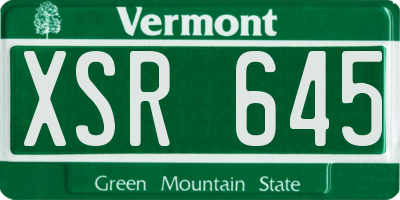 VT license plate XSR645