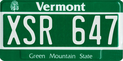 VT license plate XSR647