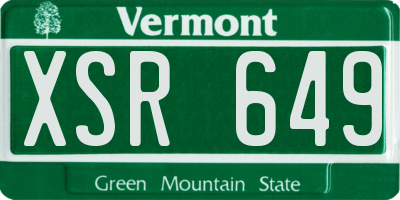 VT license plate XSR649