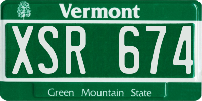 VT license plate XSR674