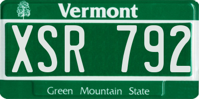 VT license plate XSR792