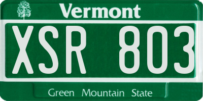VT license plate XSR803