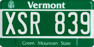VT license plate XSR839