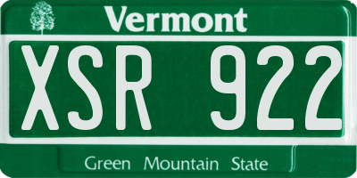 VT license plate XSR922
