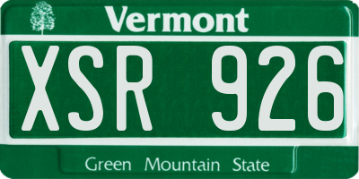 VT license plate XSR926