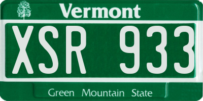 VT license plate XSR933