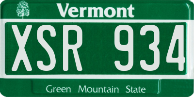 VT license plate XSR934