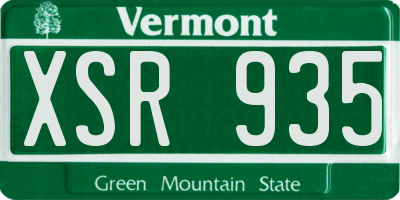 VT license plate XSR935
