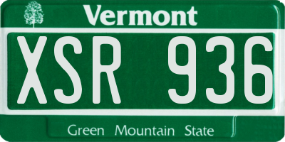 VT license plate XSR936