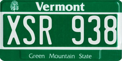 VT license plate XSR938