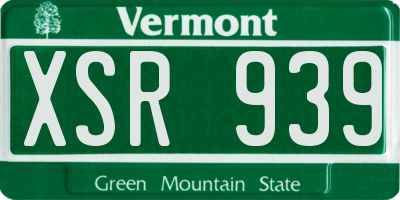 VT license plate XSR939