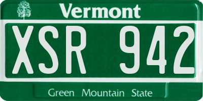 VT license plate XSR942