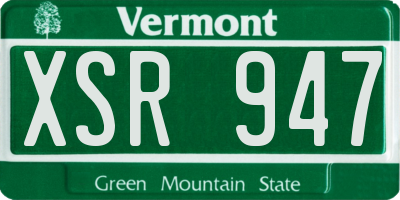 VT license plate XSR947
