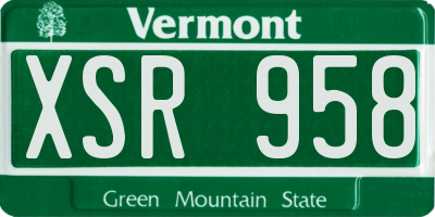 VT license plate XSR958