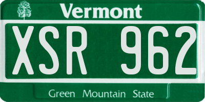 VT license plate XSR962