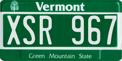 VT license plate XSR967