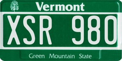 VT license plate XSR980