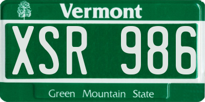 VT license plate XSR986