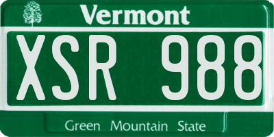VT license plate XSR988