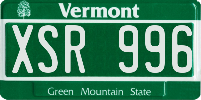 VT license plate XSR996
