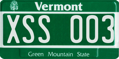 VT license plate XSS003
