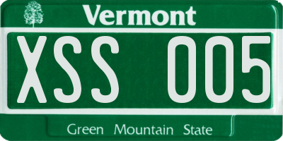VT license plate XSS005
