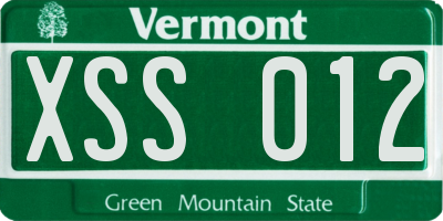 VT license plate XSS012