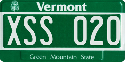 VT license plate XSS020