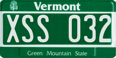 VT license plate XSS032