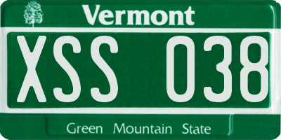 VT license plate XSS038