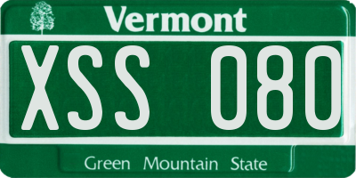 VT license plate XSS080