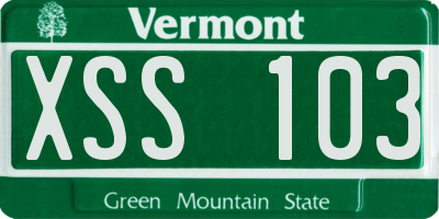 VT license plate XSS103