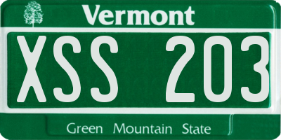 VT license plate XSS203