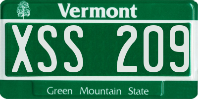 VT license plate XSS209