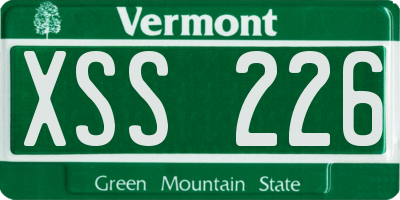 VT license plate XSS226